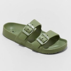 Women's Neida EVA Two Band Footbed Slide Sandals - Shade & Shore™ Olive Green 7